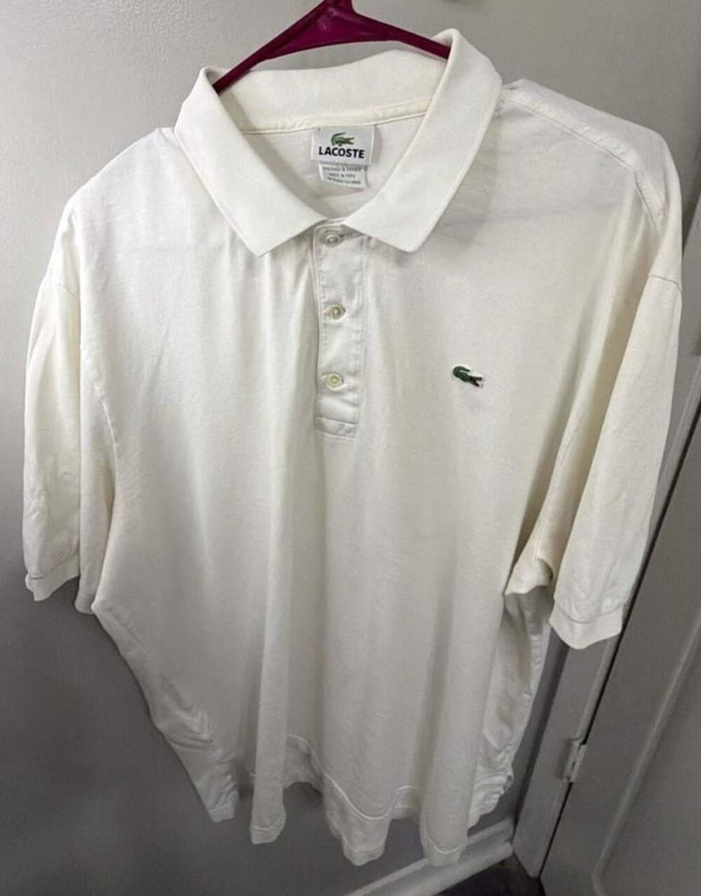 Lacoste 5190L Polo Shirt Mens 2XL Size 7 White 100% Cotton Crocodile Logo